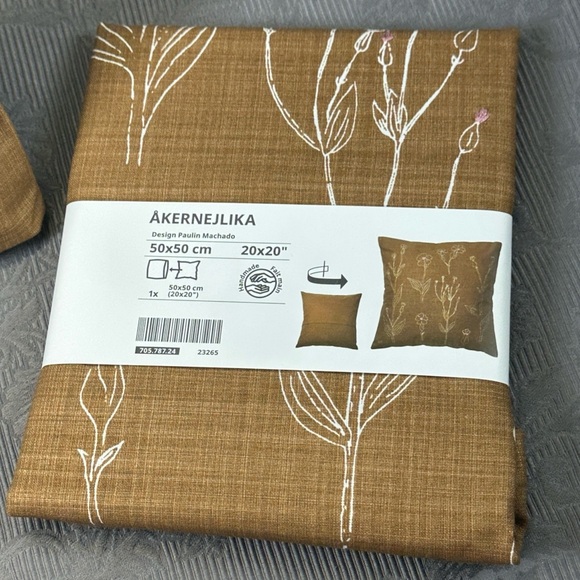 IKEA AKERNEJLIKA One 20x20in Brown Floral Cushion Cover 805.701.76 - Picture 1 of 8